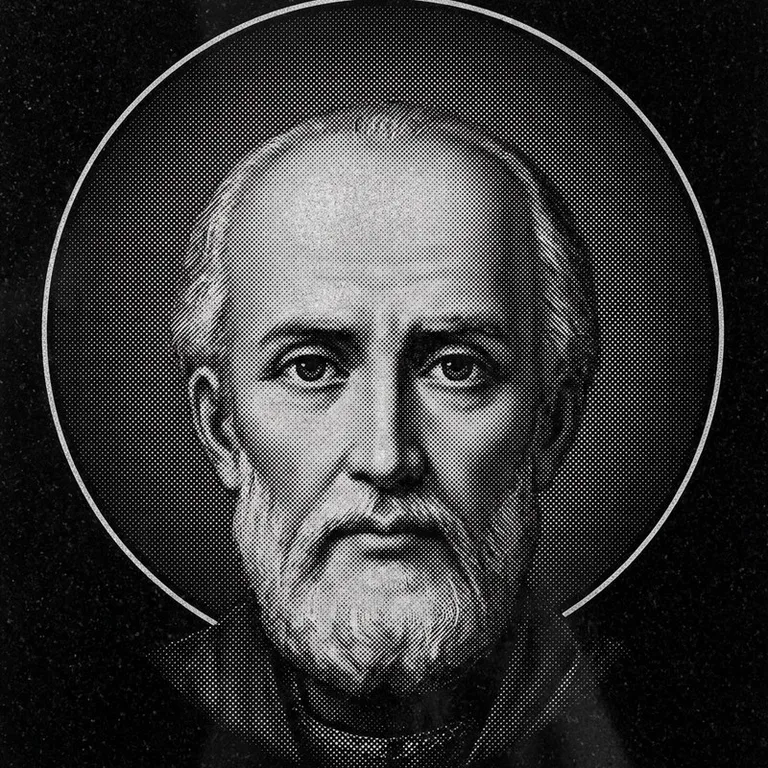 Эскиз иконы: Николай Чудотворец (полутон) — объёмный лик святителя, гравировка на памятник в Ставрополе