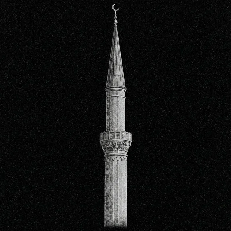 Эскиз: Минарет (фотореализм) — одиночный минарет с полумесяцем в Ставрополе
