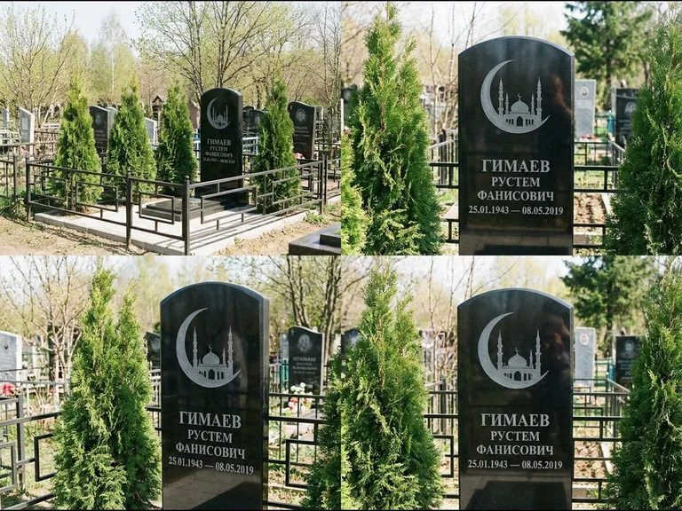 Памятник с гравировкой полумесяца — гравировка полумесяца над силуэтом мечети, работа «Гимаев» в Ставрополе