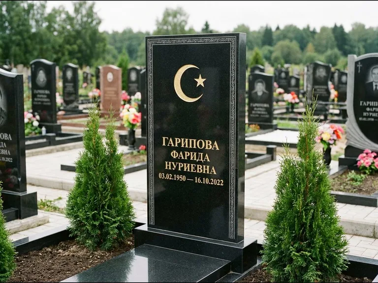Памятник с гравировкой полумесяца — гравировка полумесяца, работа «Гарипова» в Ставрополе