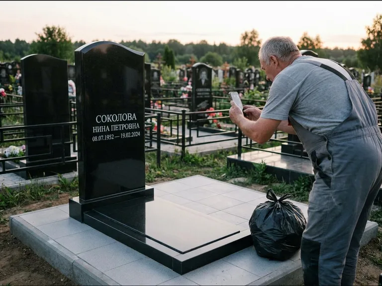 Уборка и фотоотчёт — этап выездной гравировки на кладбище