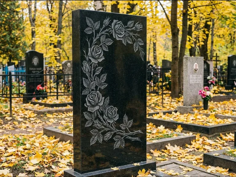 Цветы и орнамент — гравировка с выездом на кладбище в Ставрополе