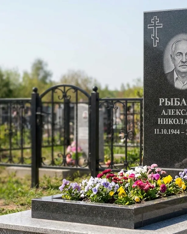 Двойной памятник под ключ с ярким цветником в Ставрополе