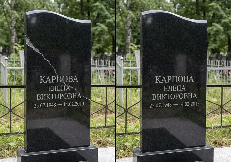 Заделка трещины на чёрном граните: до и после в Ставрополе