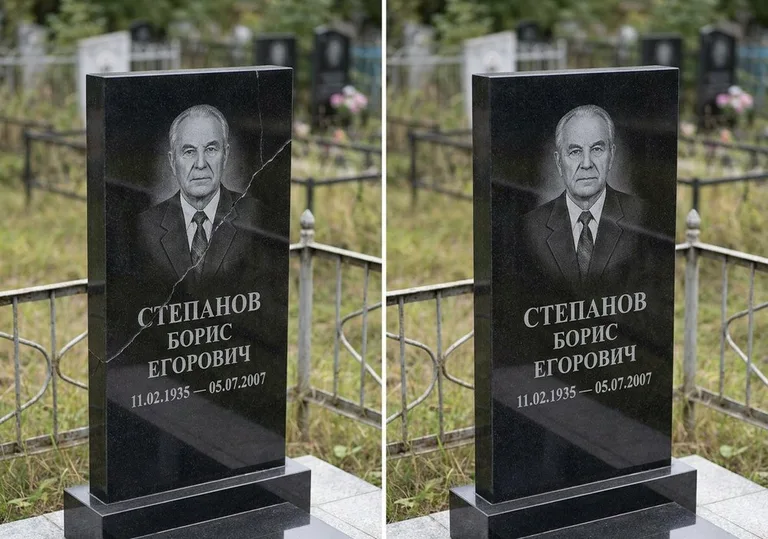 Восстановление надписи и портрета на памятнике: до и после в Ставрополе