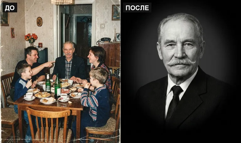 Ретушь фото на памятник — выделение из группового: до и после в Ставрополе