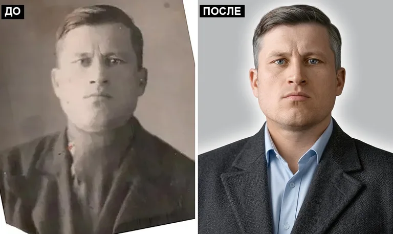 Ретушь фото на памятник — замена одежды: до и после в Ставрополе