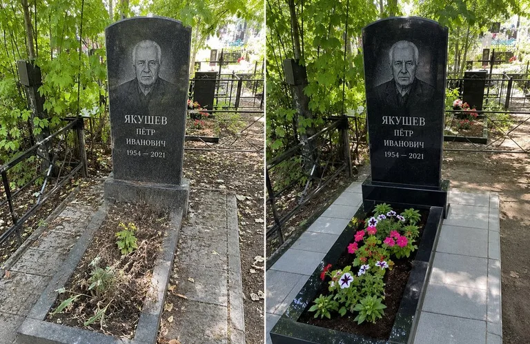 Диптих №15: мемориал с ажурной ковкой — лаковая подкраска прутьев и мойка стелы в Ставрополе