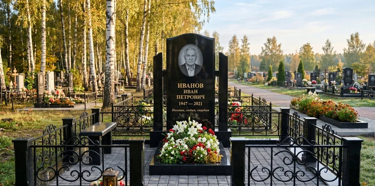 Установка памятника на могилу под ключ в Ставрополе — гранитный мемориальный комплекс, ограда, плитка, благоустройство