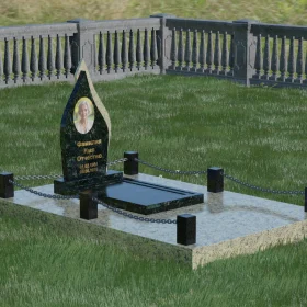 Вертикальный комбинированный памятник со светским мемориальным комплексом - П017