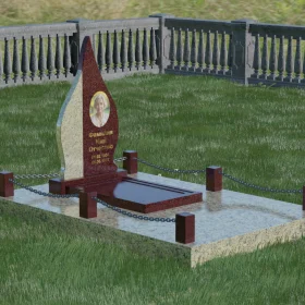 Комбинированный вертикальный памятник со светским мемориальным комплексом - П018