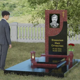 Гранитный православный вертикальный монумент - П024