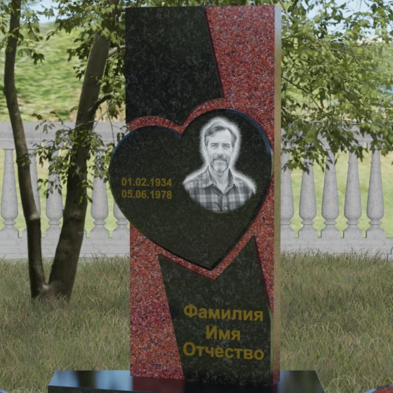Вертикальный гранитный памятник на одного во Владивостоке, гранит Габбро-диабаз