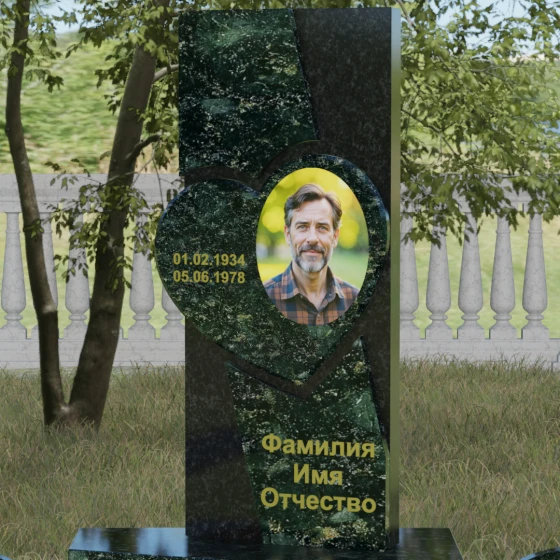 Вертикальный гранитный памятник на одного во Владивостоке, гранит Балтик грин
