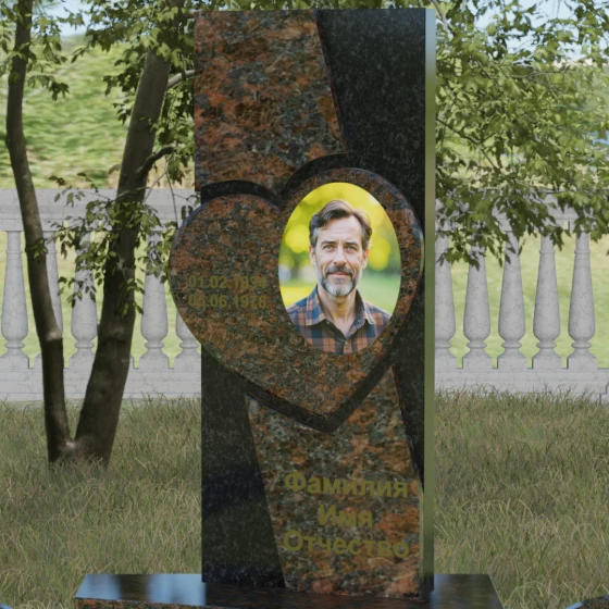 Вертикальный гранитный памятник на одного во Владивостоке, гранит Дымовский