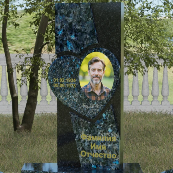 Вертикальный гранитный памятник на одного во Владивостоке, гранит Блю Перл