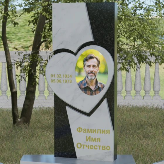 Вертикальный гранитный памятник на одного во Владивостоке, мрамор Тассос