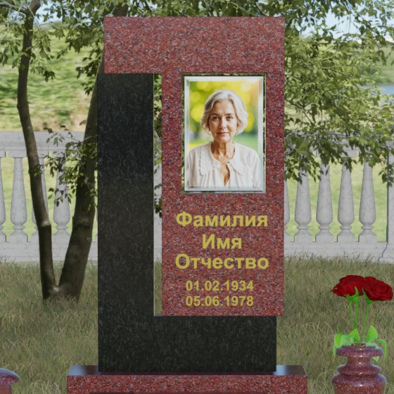 Комбинированный светский памятник вертикальный в Рязани, гранит Лезниковский