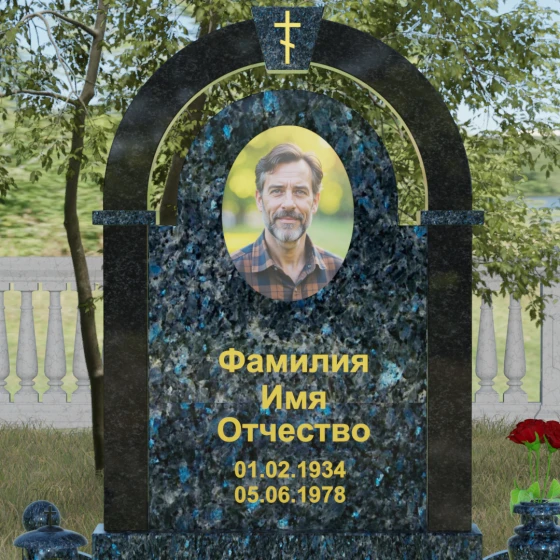 Вертикальный православный комбинированный комплекс в Ставрополе, гранит Блю Перл