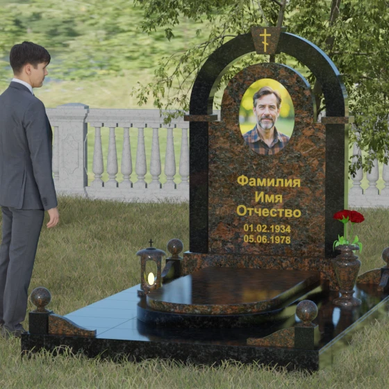Вертикальный православный комбинированный комплекс в Ставрополе, гранит Дымовский, вид 4