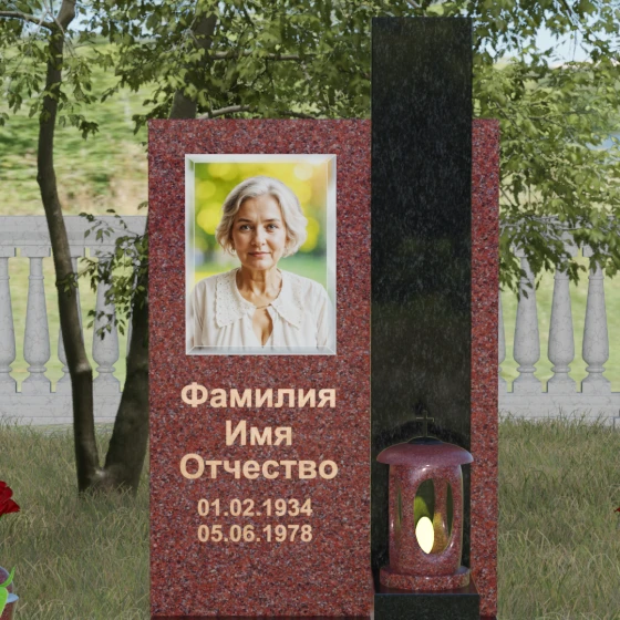 Вертикальный гранитный памятник на могилу во Владивостоке, гранит Лезниковский