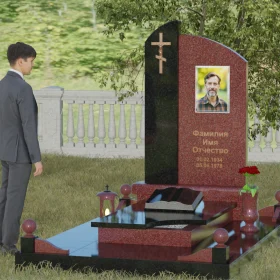 Вертикальный комбинированный памятник для одного - П038