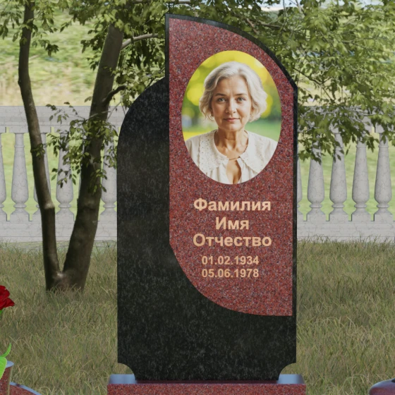 Вертикальный комбинированный памятник на одного во Владивостоке, гранит Лезниковский