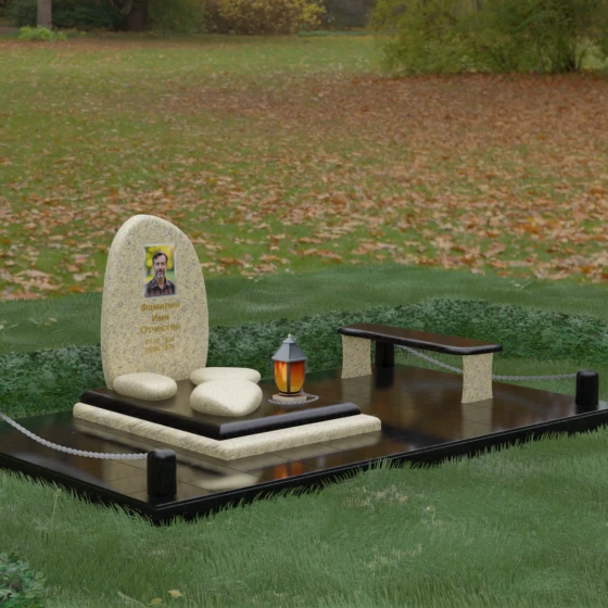Комбинированный светский памятник в Ставрополе, гранит Мансуровский, вид 5