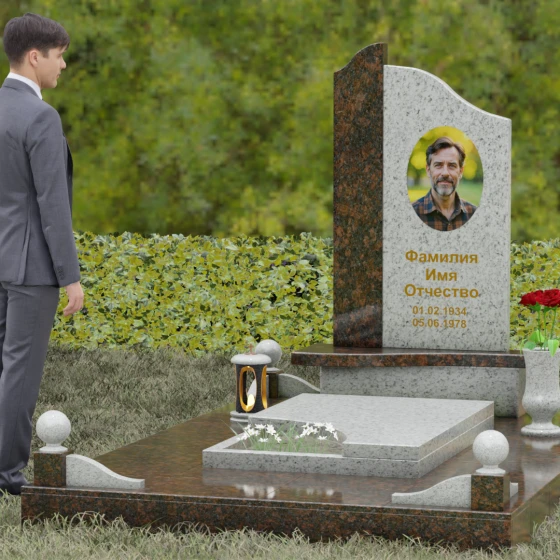 Светский комбинированный памятник во Владивостоке, гранит Мансуровский, вид 4