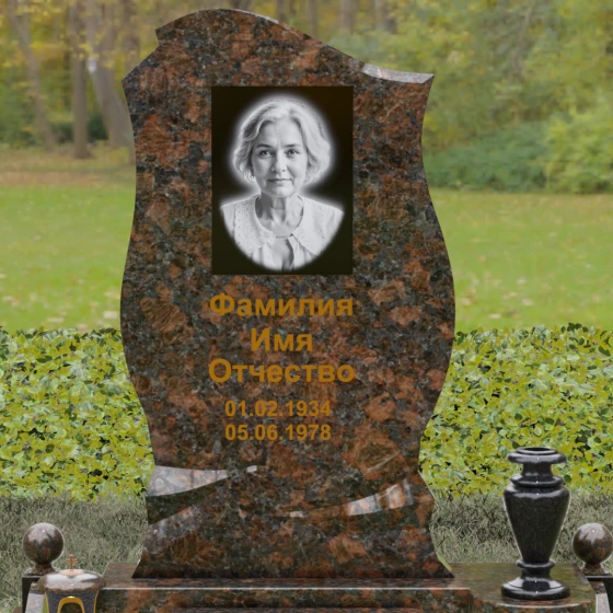 Светский гранитный памятник для одного в Норильске, гранит Дымовский