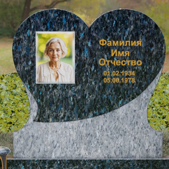 Вертикальный гранитный памятник в Ярославле, гранит Блю Перл