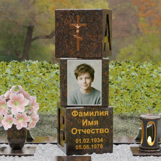 Православный вертикальный памятник из гранита в Ставрополе, гранит Дымовский