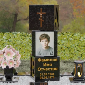 Православный вертикальный памятник из гранита - П142