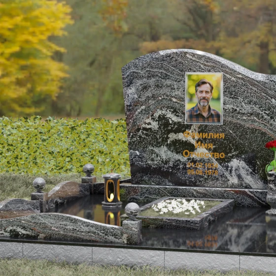 Надгробие из Гранита с волной и полировкой, гранит амфиболит, вид 4, в Якутске