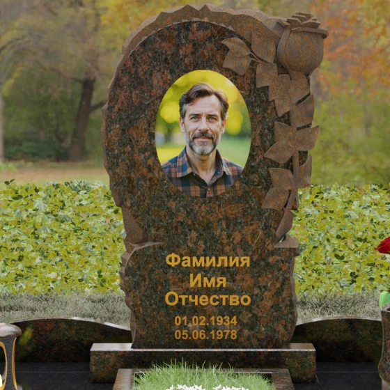 Ритуальное изделие из Гранита с рельефной розой, гранит Дымовский, в Якутске