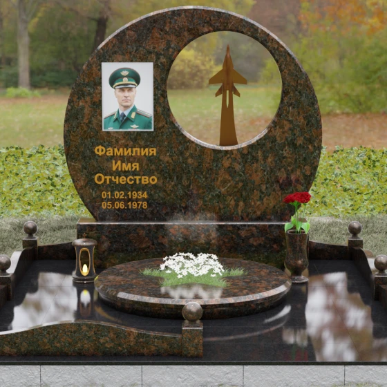 Горизонтальный памятник гранит/металл для одного в Ставрополе, гранит Дымовский, вид 2