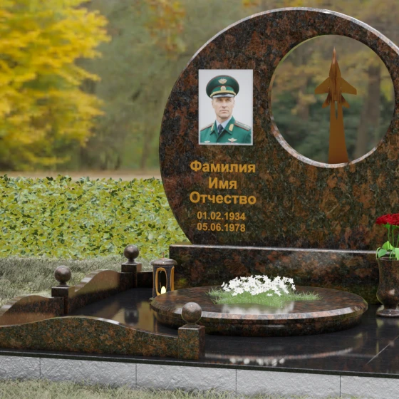 Горизонтальный памятник гранит/металл для одного в Ставрополе, гранит Дымовский, вид 4