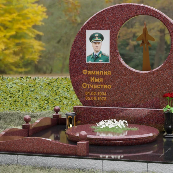 Горизонтальный памятник гранит/металл для одного в Ставрополе, гранит Лезниковский, вид 4