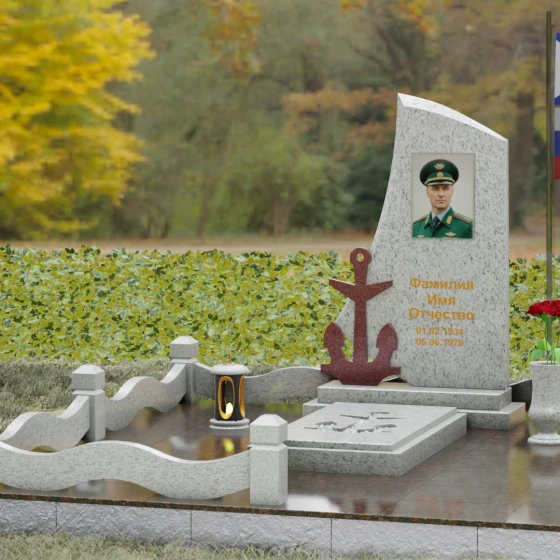 Вертикальный гранитный памятник для одного в Ставрополе, гранит Мансуровский, вид 4