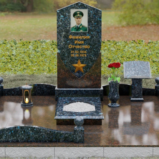 Мемориальный комплекс «Щит Чести» из гранита, гранит Блю Перл, вид 2