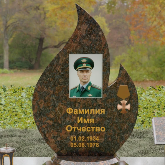 Гранитный вертикальный памятник для одного в Уфе, гранит Дымовский