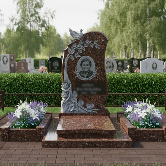 Элитный гранитный памятник — в Ярославле, гранит Дымовский