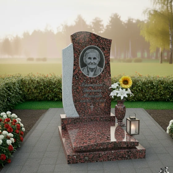 Православный гранитный вертикальный памятник в Барнауле, гранит Лезниковский