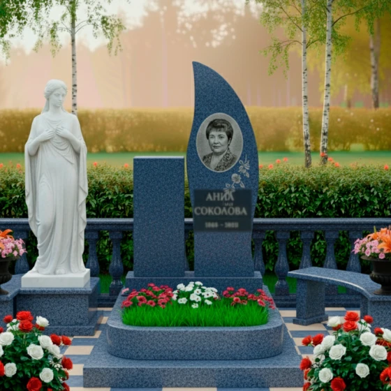 Светский вертикальный памятник из гранита/мрамора в Казани, гранит Блю Перл