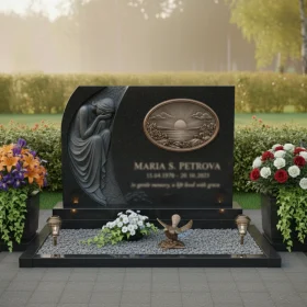 Элитный горизонтальный светский памятник Гранит + Металл - ПН119