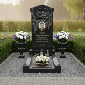 Гранитный светский вертикальный памятник - ПН132