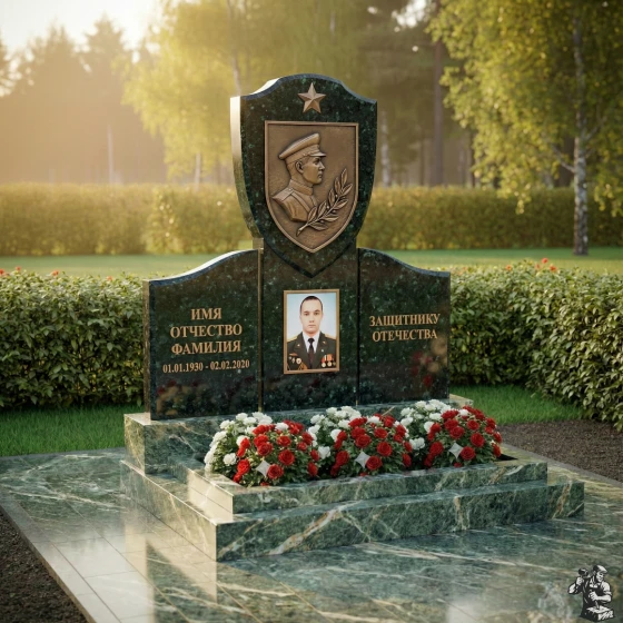 Элитный светский гранитный памятник в Рязани, гранит Балтик грин