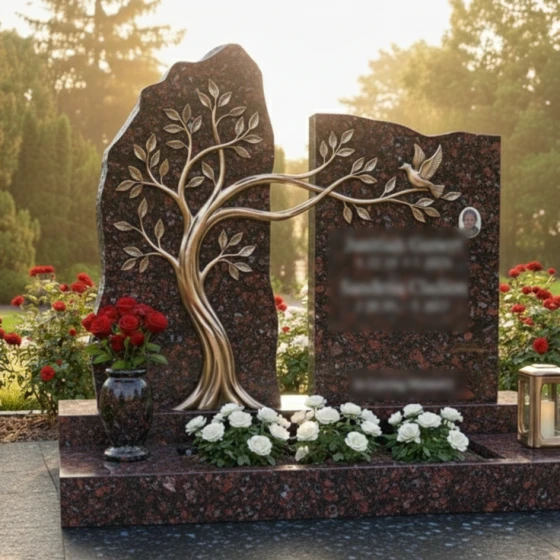 Элитный гранитный памятник для двоих во Владивостоке, гранит Лезниковский