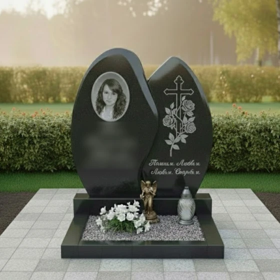 Православный памятник с крестом для мемориала во Владивостоке, гранит Габбро-диабаз