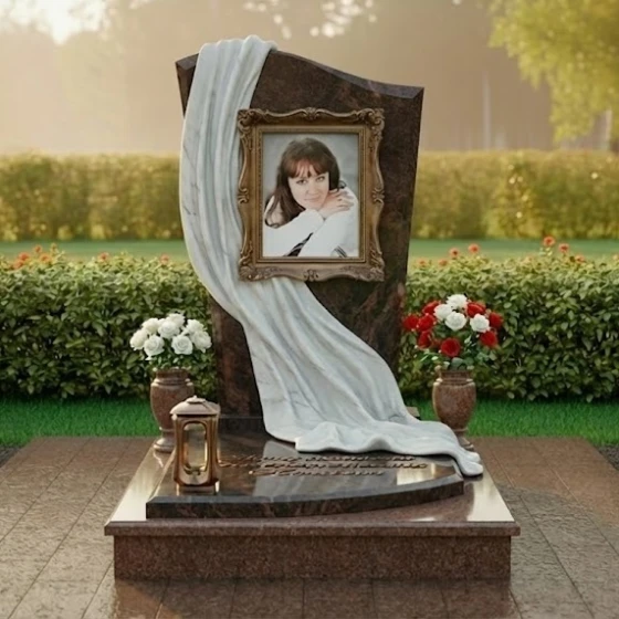 Элитный гранитный памятник в форме книги, гранит Дымовский, в Якутске